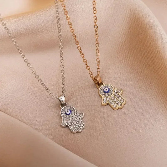 Colar Vintage de Zircão com Pingente Olho Turco