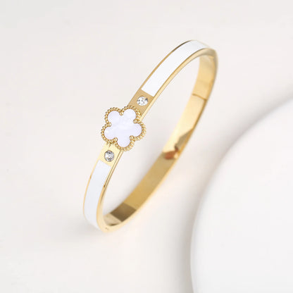 Pulseira Flor de Cinco Folhas em Aço Inoxidável Dourado