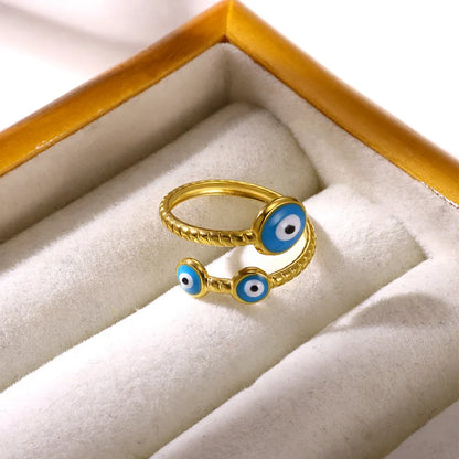 Anel Serpentine Olho Grego Azul em Aço Inoxidável