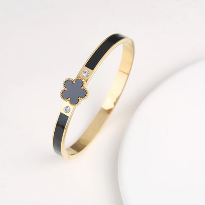 Pulseira Flor de Cinco Folhas em Aço Inoxidável Dourado