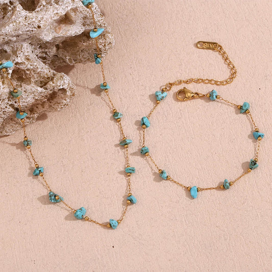 Armband und Halskette Blau