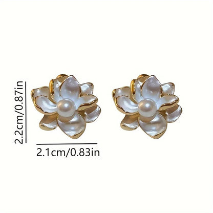 Brincos Elegantes com Flor e Pérola - Presente Delicado