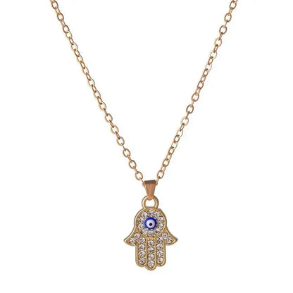 Colar Vintage de Zircão com Pingente Olho Turco