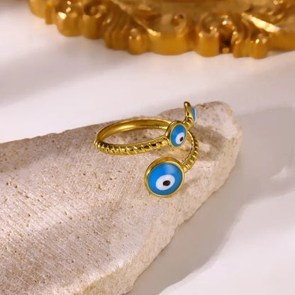 Anel Serpentine Olho Grego Azul em Aço Inoxidável
