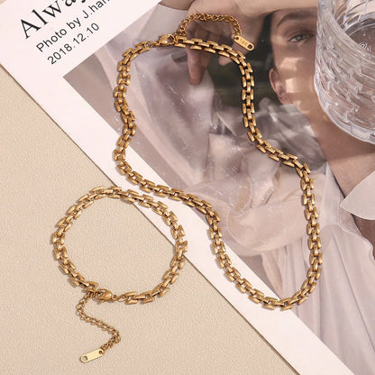 Halskette und Armband, vergoldet