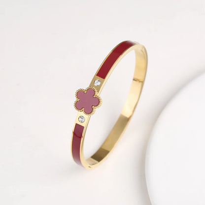 Pulseira Flor de Cinco Folhas em Aço Inoxidável Dourado