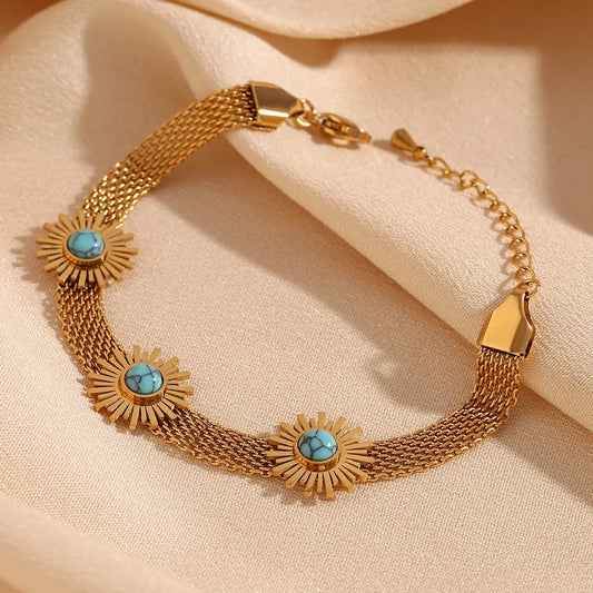 Sonnenblumen-Edelstahl-Armband