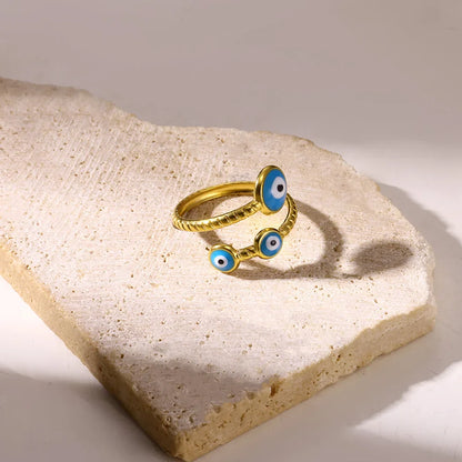 Anel Serpentine Olho Grego Azul em Aço Inoxidável